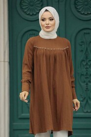  Brown Islamic Clothing Tunic 614KH - 1