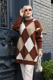  Brown Knitwear Muslim Jumper 8228KH - 2