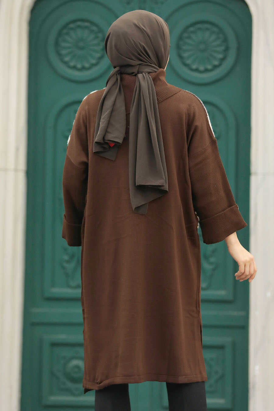 Neva Style - Brown Knitwear Muslim Tunic 20651KH