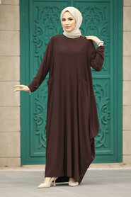  Brown Long Dress for Muslim Ladies 1686KH - 2