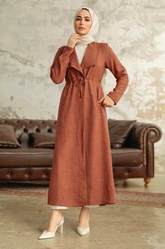  Brown Long Sleeve Coat 11341KH - 2