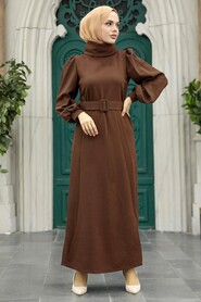  Brown Long Sleeve Dress 17861KH - 1