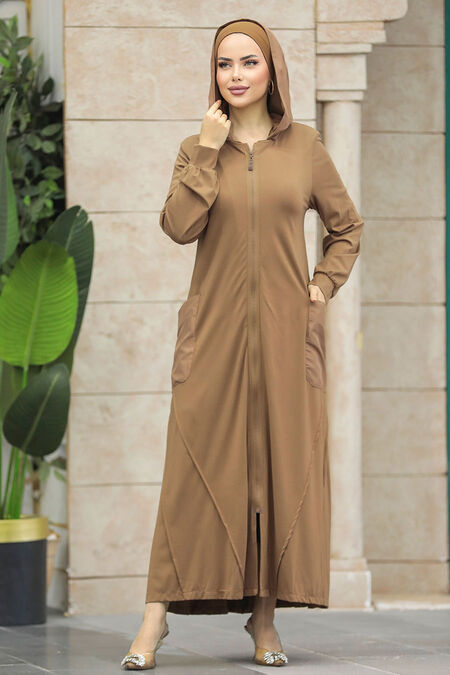  Brown Modest Abaya Dubai 20129KH - NEVA STYLE
