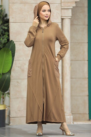  Brown Modest Abaya Dubai 20129KH - Thumbnail