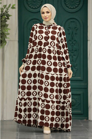  Brown Modest Dress 89741KH - 1