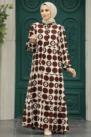  Brown Modest Dress 89741KH - 2