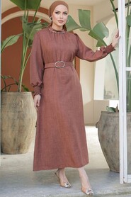  Brown Modest Maxi Dress 661KH - 2