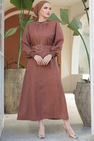  Brown Modest Maxi Dress 661KH - 3