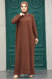  Brown Modest Mercerized Dress 10169KH - 3