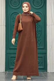  Brown Modest Mercerized Dress 10169KH - 1