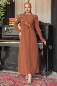  Brown Modest Prom Dress 664KH - 1