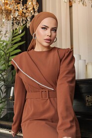  Brown Modest Prom Dress 664KH - 3