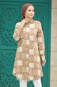  Brown Modest Tops 11664KH - 2