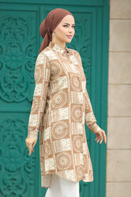  Brown Modest Tops 11664KH - 3