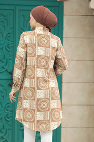  Brown Modest Tops 11664KH - 4