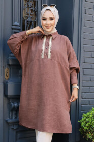  Brown Modest Tops 663KH - 1