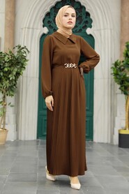  Brown Muslim Long Dress Style 34320KH - NEVA STYLE