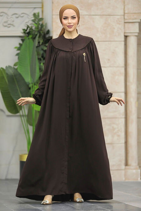  Brown Plus Size Abaya 20134KH - NEVA STYLE