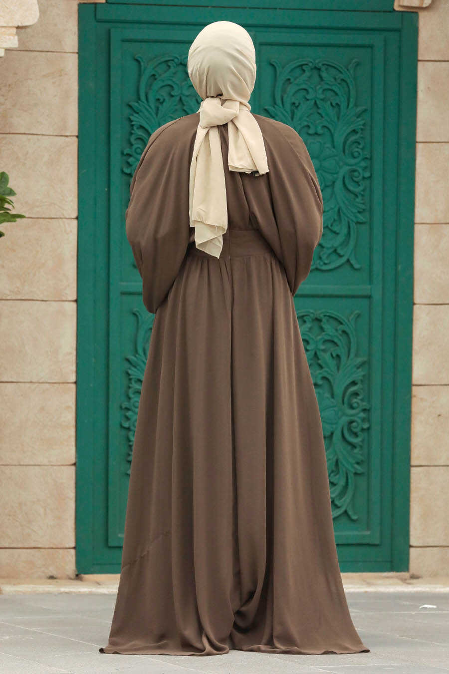 Neva Style - Brown Turkish Hijab Engagement Gown 60681KH