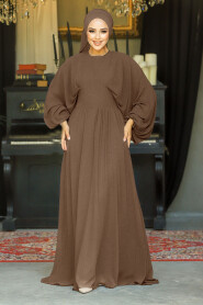 Brown Turkish Hijab Engagement Gown 60681KH - NEVA STYLE