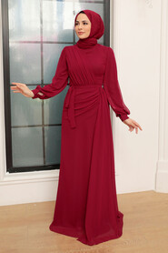  Plus Size Claret Red Modest Wedding Dress 5711BR - 1