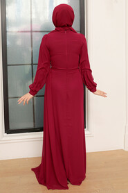  Plus Size Claret Red Modest Wedding Dress 5711BR - 2