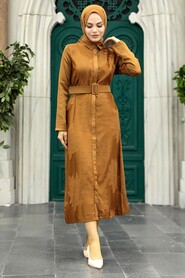  Camel Hijab Maxi Dress 1447C - 1