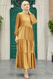  Camel Hijab Velvet Dress 1286C - 1