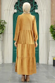  Camel Hijab Velvet Dress 1286C - 3