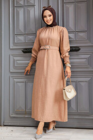  Camel Modest Maxi Dress 661C - 1