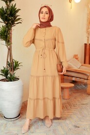  Camel Muslim Long Dress Style 63250C - NEVA STYLE