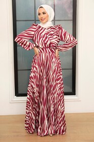  Cherry Turkish Hijab Long Sleeve Dress 34531VSN - 1