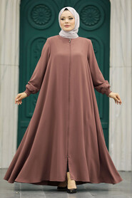  Chocolate Long Turkish Abaya 62536CK - 1