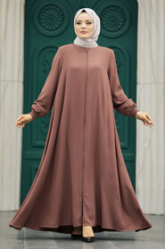  Chocolate Long Turkish Abaya 62536CK - 2