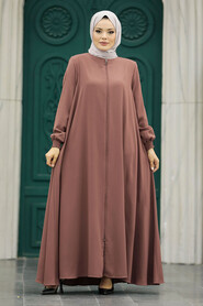  Chocolate Long Turkish Abaya 62536CK - 3