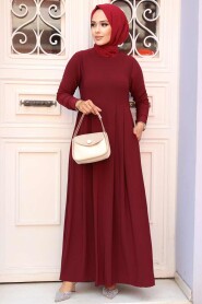  Claret Red Hijab Dress 18130BR - 2