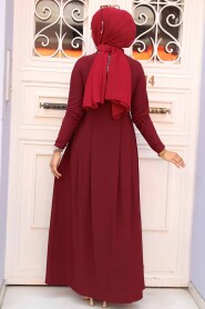  Claret Red Hijab Dress 18130BR - 3