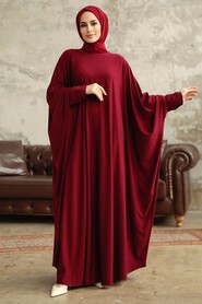  Claret Red Hijab Dress 5867BR - 1