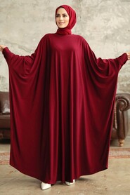  Claret Red Hijab Dress 5867BR - 2