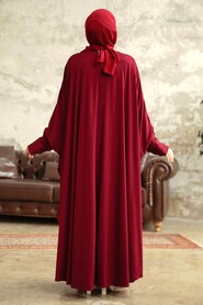  Claret Red Hijab Dress 5867BR - 3
