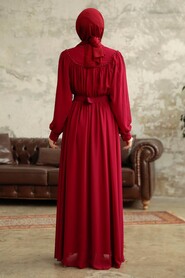  Claret Red Hijab For Women Dress 33284BR - 3
