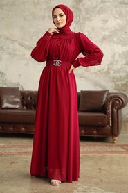  Claret Red Hijab For Women Dress 33284BR - 2