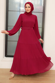  Claret Red Hijab For Women Dress 3590BR - 1