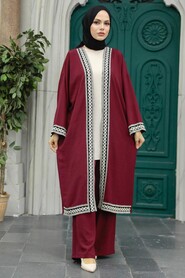  Claret Red Hijab For Women Triple Suit 5237BR - 1
