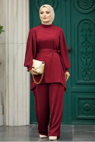  Claret Red Islamic Clothing Dual Suit 5923BR - NEVA STYLE