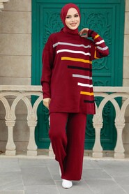  Claret Red Knitwear High Quality Dual Suit 6393BR - 2