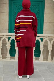  Claret Red Knitwear High Quality Dual Suit 6393BR - 3