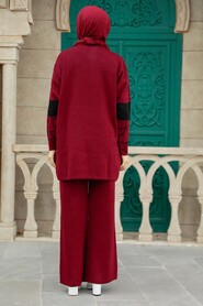  Claret Red Knitwear Hijab Dual Suit 6397BR - 3