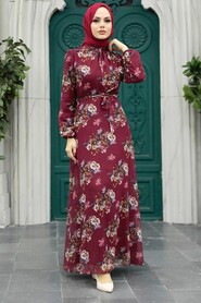  Claret Red Long Sleeve Dress 279082BR - 1