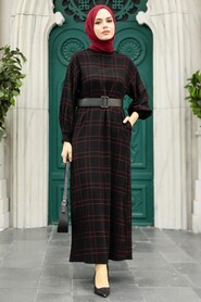  Claret Red Modest Dress 1781BR - 1